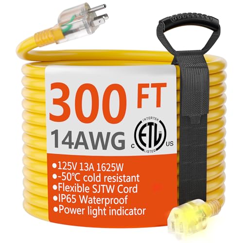 14 Gauge Heavy Duty Outdoor Extension Cord 300 FT Waterproof
