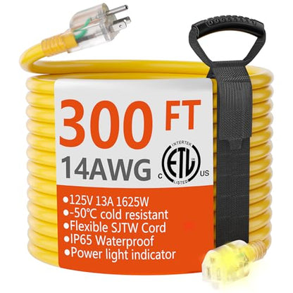 14 Gauge Heavy Duty Outdoor Extension Cord 300 FT Waterproof