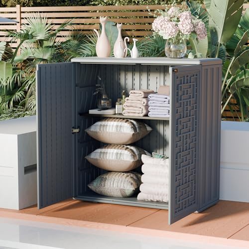 Indoor Outdoor Storage Cabinet Waterproof with Shelf