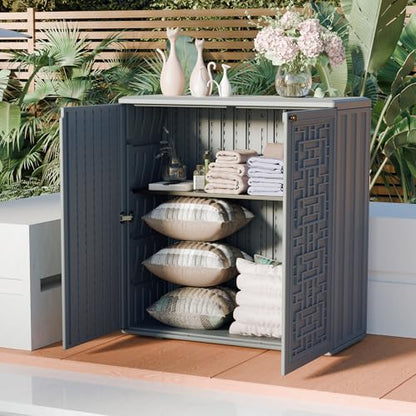 Indoor Outdoor Storage Cabinet Waterproof with Shelf