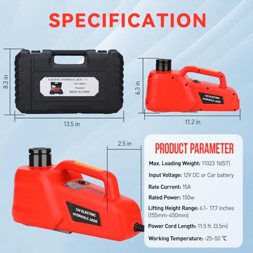 Electric Car Jack 5 Ton 12V Hydraulic Floor Jack