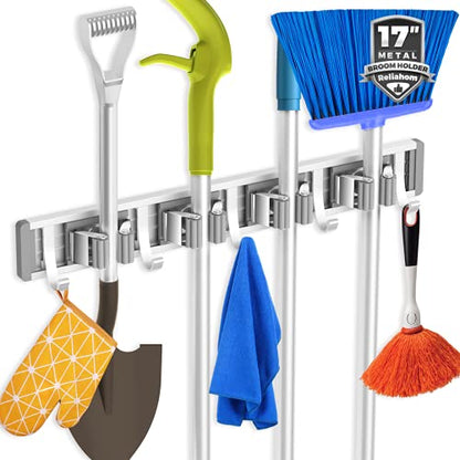 Broom Holder Wall Mount Mop Hanger Tools organizer 4Racks 5Hooks