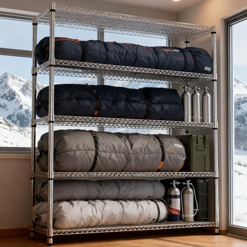 5 Tiers Shelf 3300 lbs Steel Storage Shelving Utility Shelving Unit Steel Organizer Wire Rack for Home (5 Count)
