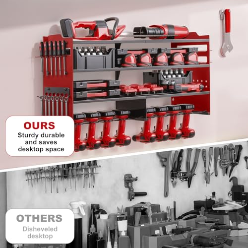 Large Power Tool Organizer Wall Mount Red
