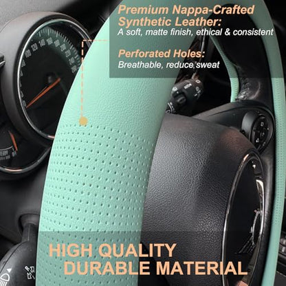 Nappa Leather Steering Wheel Cover Universal 14.5
