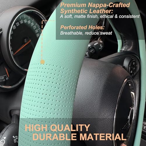 Large Size Nappa Leather Steering Wheel Cover 15.75In