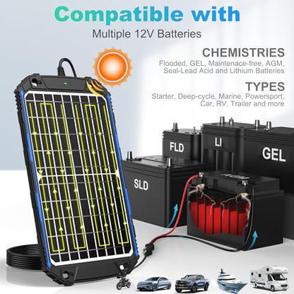 Waterproof 12W 12V Solar Battery Charger & Maintainer Pro