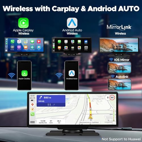 9.26" Carplay Screen for Car with 2.5K Dash Cam