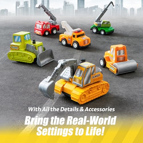 18 Pcs Pull Back City Cars and Trucks Toy Vehicles Set (18 Count)