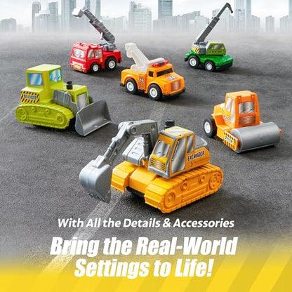 18 Pcs Pull Back City Cars and Trucks Toy Vehicles Set (18 Count)