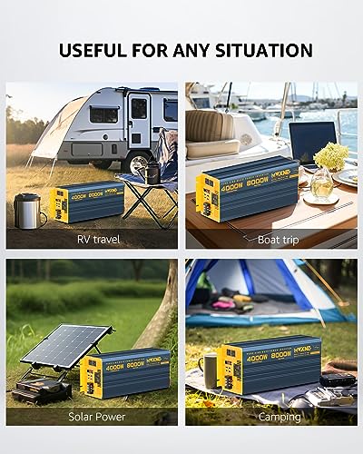 4000W Pure Sine Wave Power Inverter DC 24V to AC 110V 120V for Home RV with Dual AC Outlets 1 USB