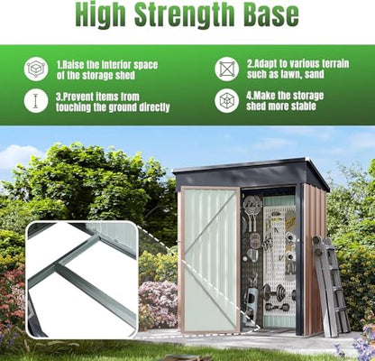 5x3 FT Shed Outdoor Storage Shed with Base
