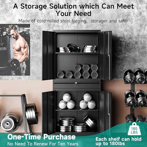 Metal Garage Storage Cabinet with Drawer and Lock