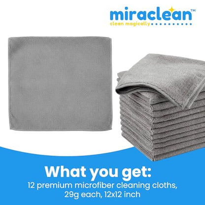 Microfiber Cleaning Cloth Grey 12 Pack Premium Microfiber Towels for Cars (12 Count)