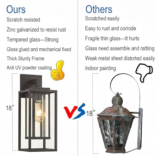 18" Outdoor Wall Light Fixtures Waterproofed Exterior Lantern W (2 Count)