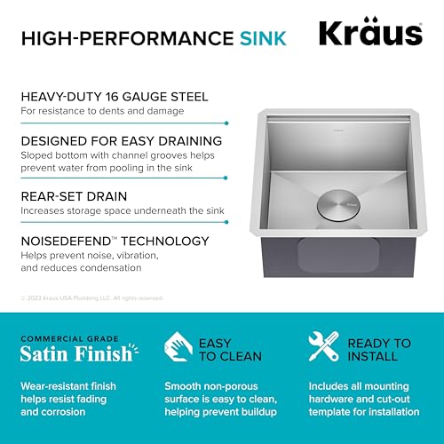 Stainless Steel 17 in 16 Gauge Undermount Bar Sink KWU111