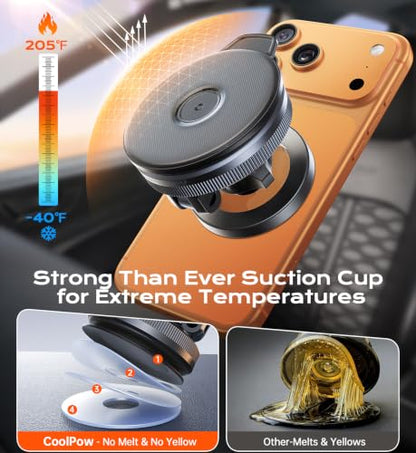 for MagSafe Car Mount【Windshield+Vent+Dash】Magnetic Phone Holder for Car Phone Holder Mount Cell Phone Holders for Your Car Accessories Suction Phone Mount for Car Truck Stand for iPhone 17 16