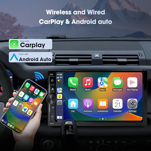 2 Din Car Radio with Wireless CarPlay & Android Auto