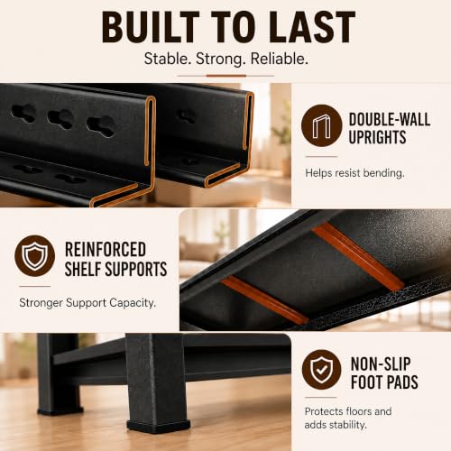 Heavy Duty Metal Bookshelf Adjustable Storage Shelving Unit for Home Office (5 Count)