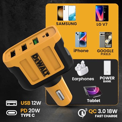 Heavy Duty 4 Port USB C Car Charger Multiport