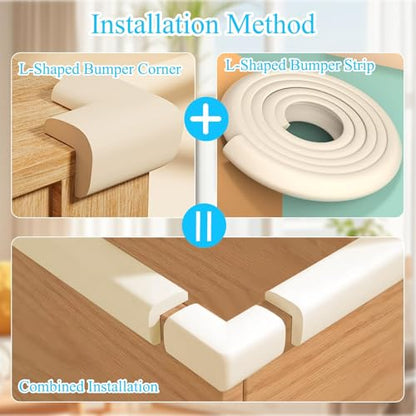 Foam Baby Edge Protector Strip Furniture Safety 1 Rolls+ 8 Corners (8 Count)