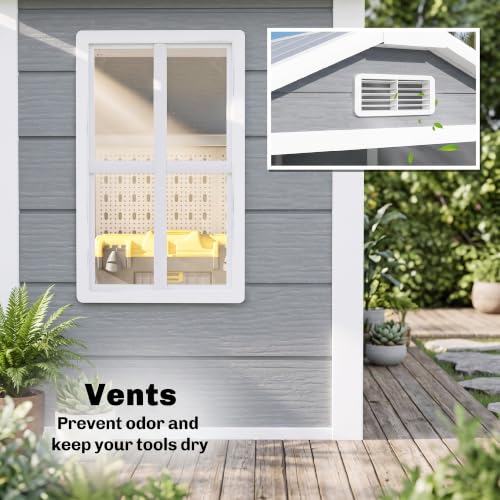 4.3' x 6.1' Outdoor Storage Shed Waterproof Resin with Floor Gray