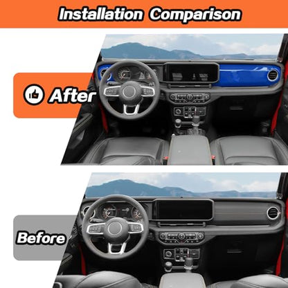 2pcs for 2024+ Jeep Wrangler JL Blue Interior Accessories Center Console Dash Panel Cover Trim