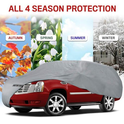 4-Layer 4-Season Auto (Waterproof Outdoor UV Protection for Heavy Duty Use Full Car Cover for Vans, Suvs, Crossovers up to 210")