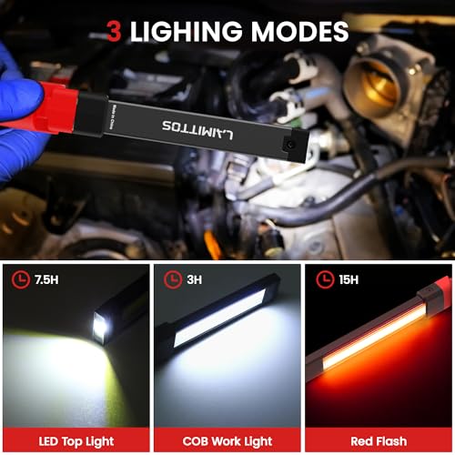 Rechargeable Work Light 2200mAh Magnetic LED Work Light Flashlight Mechanic Light Tool for Men Him (2 Count)