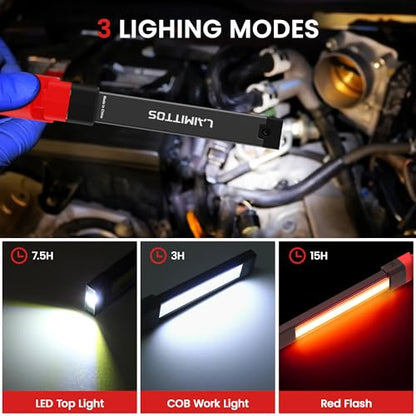 Rechargeable Work Light 2200mAh Magnetic LED Work Light Flashlight Mechanic Light Tool for Men Him (2 Count)