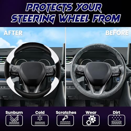 Soft Leather Steering Wheel Cover with Breathable Design and Anti