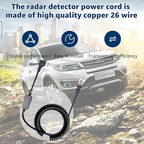 USB C to RJ11 Coiled Radar Detector Power Cable for Escort Uniden & More