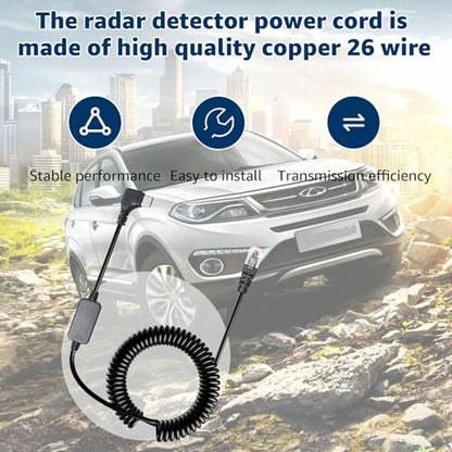 USB C to RJ11 Coiled Radar Detector Power Cable for Escort Uniden & More