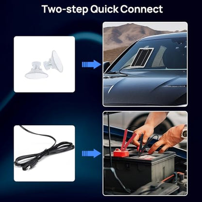 2.5W Solar Car Battery Charger Maintainer 12V Waterproof Solar Panel Portable Solar Trickle Charger for Car Truck Boat Lawn Mower RV Trailer Tractor Utility Vehicle Battery