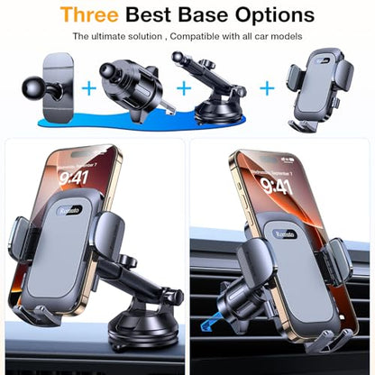 Phone Holders for Your Car Phone Holder Mount【Super Suction】Cell Phone Holder for Car Accessories for Women Men【360° Adjustable】Suction Phone Mount for Car