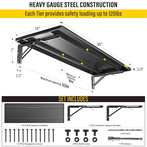 1.2x3ft Adjustable Rail Type Folding Storage Rack Shelf