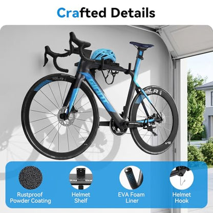 Bike Wall Mount Horizontal with Shelf EVA Foam Padded
