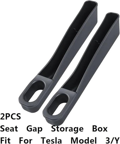 Side Seam Filler 2PCS Seat Gap Storage Box Fit for Tesla Model 3/Y Seat Gap Filler Organizer Crevice Organizer Filler Pocket for Wallet Keys Card Gap Filling(Black)