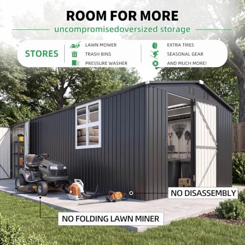 10'x20' Large Metal Outdoor Storage Shed with Windows
