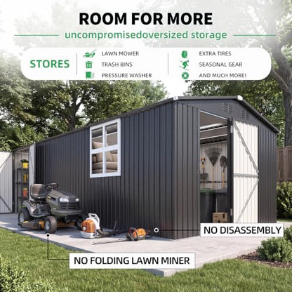 10'x20' Large Metal Outdoor Storage Shed with Windows