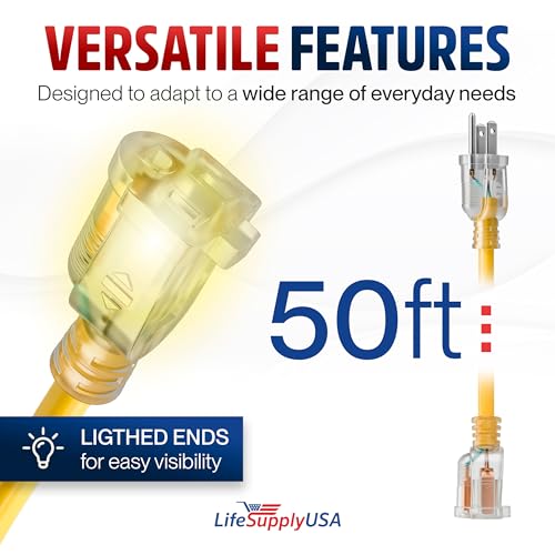 50ft Outdoor Indoor Extension Cord 14