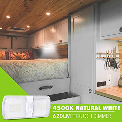 5 Pack RV LED Ceiling Double Dome Light Fixture with Built in Dimmer Interior Lighting for Car (5 Count)