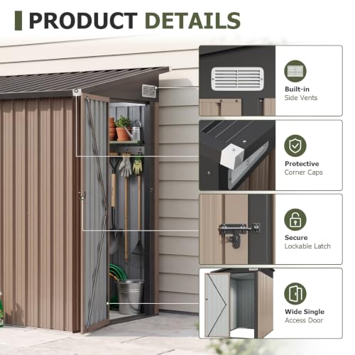6x4 FT Lean to Outdoor Storage Shed with Sloping Roof