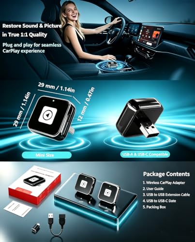 Wireless CarPlay Adapter for Apple iPhone & Android Auto Dongle