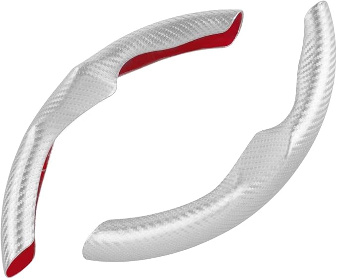 Steering Wheel Cover for Telsa Model 3/Model Y Accessories Carbon Fiber Steering Wheel Cover Protector Anti-Slip, Comfortable Grip, Breathable, Model 3/Y Accessories, Silver