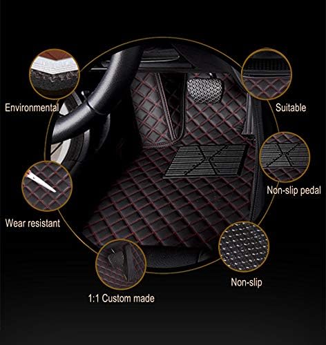 Custom Car Floor Mat Compatible with BMW Mercedes-Benz Toyota Cadillac Lexus Honda Infiniti Nissan Hyundai Kia Audi All Models Cars Sedans SUVs Automotive Mats (Edge Yellow Middle Black Beige)