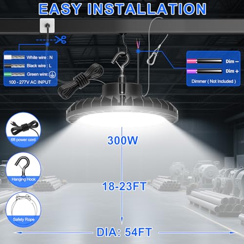 6 Pack 300W LED High Bay Light (6 Count)