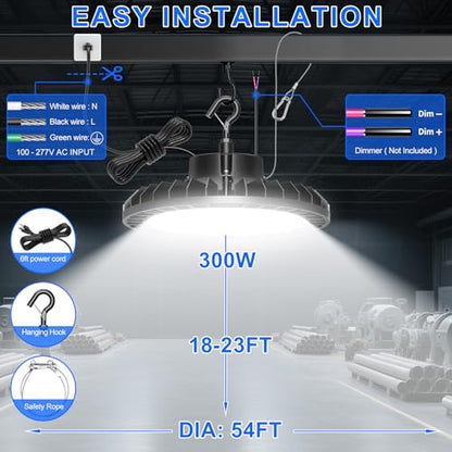 6 Pack 300W LED High Bay Light (6 Count)