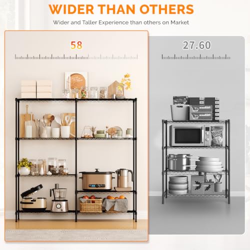 58" W Storage Shelves 1220LBS Heavy Duty Metal Shelving (4 Count)