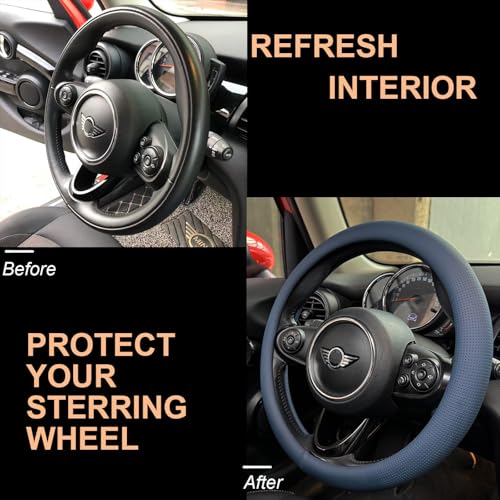 Nappa Leather Steering Wheel Cover Universal 14.5